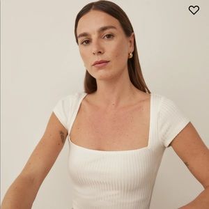 Reformation Bardot Knit Top in Ivory